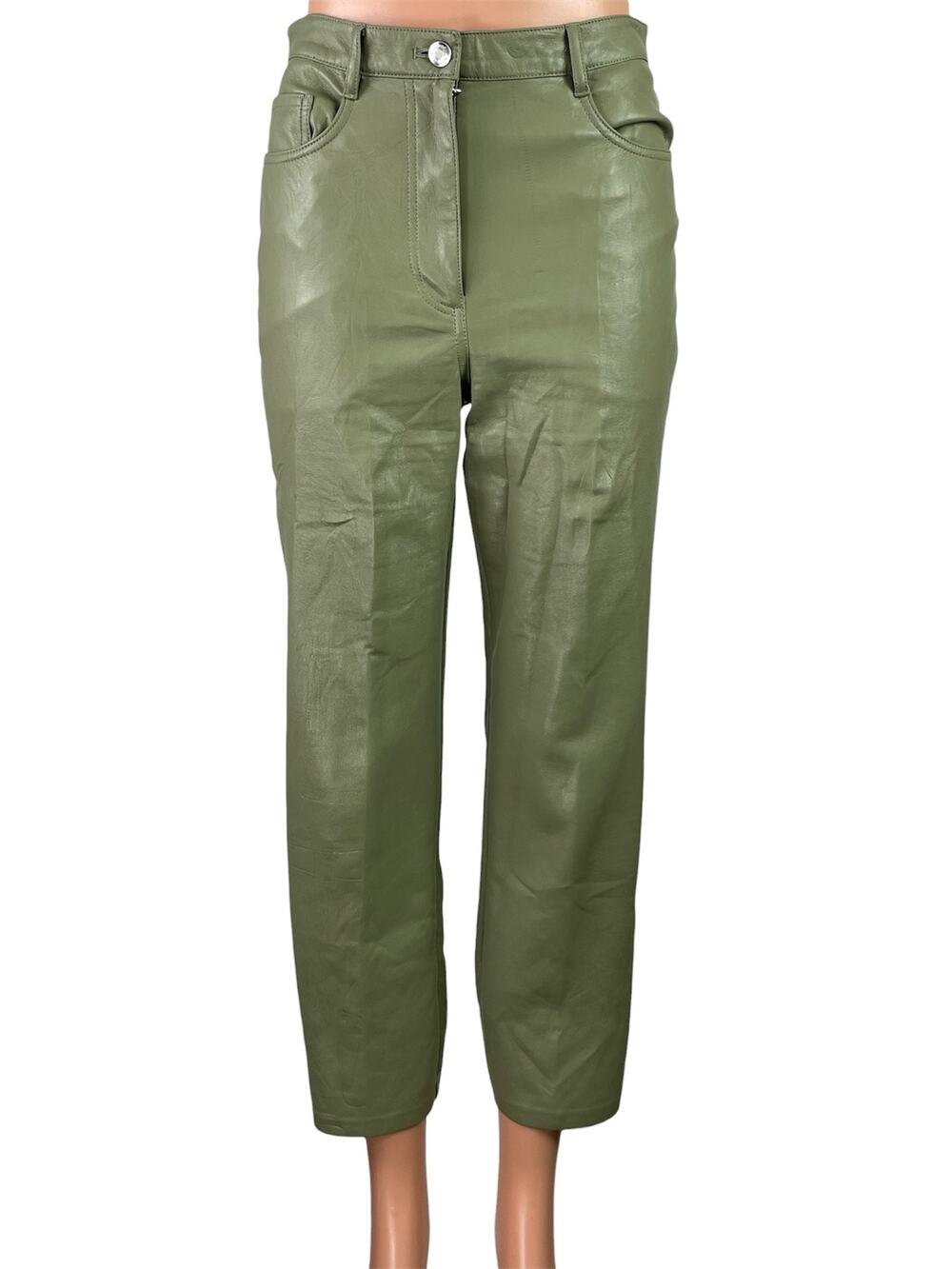 Aritzia Wilfred The Melina Womens Green Faux Leather Vegan Trousers Pants Size 4